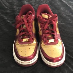 Nike Air Force Ones Maroon & Gold